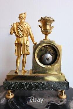 Pendule Ancient Subject On Marble Green Period Empire 19th