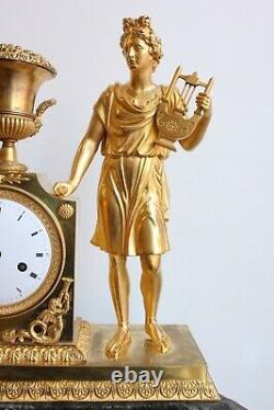 Pendule Ancient Subject On Marble Green Period Empire 19th