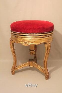 Piano Stool Louis XV Style Giltwood Nineteenth Century Era