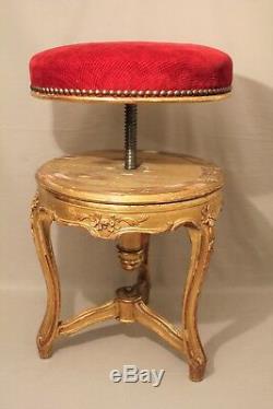 Piano Stool Louis XV Style Giltwood Nineteenth Century Era