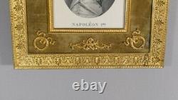 Picture Frame Empire In Bronze Doré With Napoleon I Engraving, Epoch Xixth