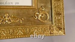 Picture Frame Empire In Bronze Doré With Napoleon I Engraving, Epoch Xixth