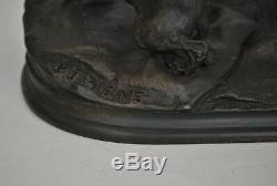 Pj Mene, Stable Mare With Dog, Signed Bronze, Epoque XIX
