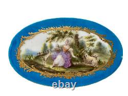 Plate Porcelain Polychrome Signed Brand Sèvres Woman Bergère Époque XIX Ème