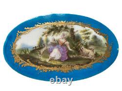 Plate Porcelain Polychrome Signed Brand Sèvres Woman Bergère Époque XIX Ème