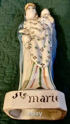 Polychrome Rennes faience “Virgin of Childbirth,” Saint Mary, 19th century