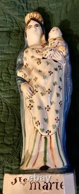 Polychrome Rennes faience “Virgin of Childbirth,” Saint Mary, 19th century