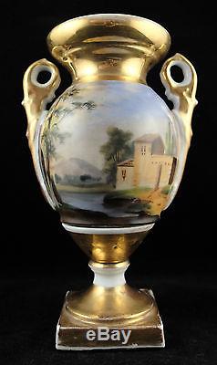 Porcelain Vase Paris Period Nineteenth Empire Decor Painted Tbe