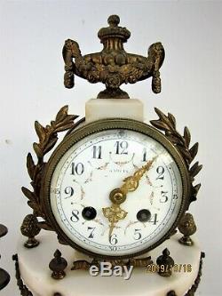 Portico Clock Ormolu & Alabaster Style Louis XVI Period Late Nineteenth
