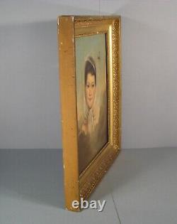 Portrait Jeune Femme Au Foulard Oil Sur Toile Anncienne Epoque XIX Secle