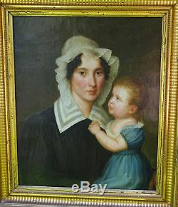 Portrait Of A Woman And Child Charles X Hst French School Xixth Century