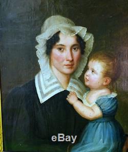 Portrait Of A Woman And Child Charles X Hst French School Xixth Century