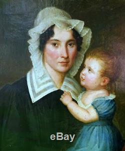 Portrait Of A Woman And Child Charles X Hst French School Xixth Century