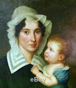 Portrait Of A Woman And Child Charles X Hst French School Xixth Century