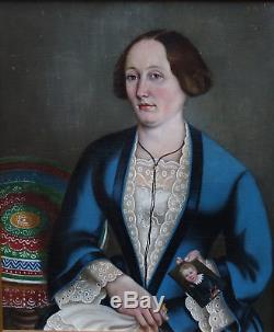 Portrait Of A Woman Epoque Louis Philippe French School Xixth Century Hst