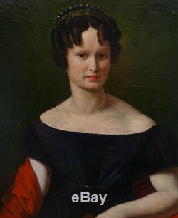 Portrait Of A Woman With A Diadem Louis XVIII Oil On Canvas Xixth Century