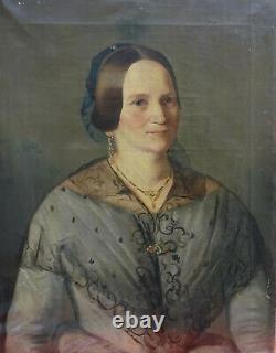 Portrait Of Alsatian Woman, 19th Century Alsatian Period Louis Philippe Hst