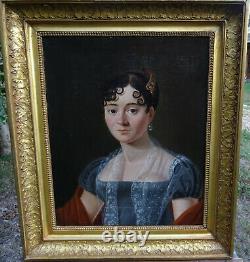 Portrait Of Epoque Woman I Empire French Ecole From Early Nineteenth Century Hst