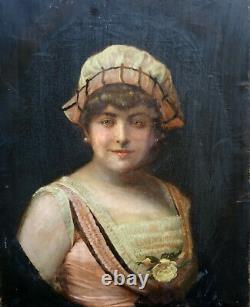 Portrait Of Femme D'epoque At The End Of The 19th Beginning Of The 20th Century Ecole Française Pst