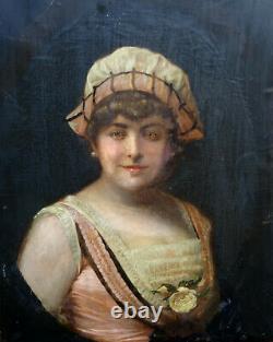 Portrait Of Femme D'epoque At The End Of The 19th Beginning Of The 20th Century Ecole Française Pst