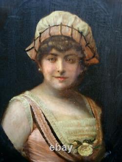 Portrait Of Femme D'epoque At The End Of The 19th Beginning Of The 20th Century Ecole Française Pst