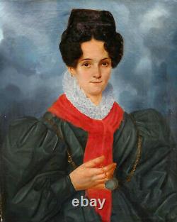 Portrait Of Femme D'epoque Charles X Ecole Française Du Xixème Siècle Pst