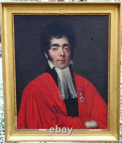 Portrait Of Homme Magistrat Epoque Louis XVIII French School Of The 19th H/t