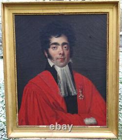 Portrait Of Homme Magistrat Epoque Louis XVIII French School Of The 19th H/t