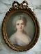 Portrait Of Lady Drawing In Pastel Period Xixth Frame In Golden Wood
