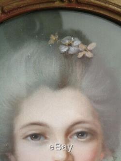 Portrait Of Lady Drawing In Pastel Period Xixth Frame In Golden Wood