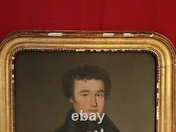 Portrait Of Man Empire Era, Dated 1822, Golden Frame XIX Th S