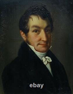 Portrait Of Man Epoque Louis XVIII Oil On Tôle Du Xixème Siècle