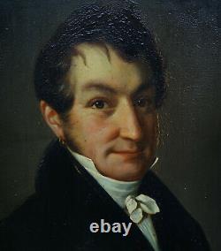 Portrait Of Man Epoque Louis XVIII Oil On Tôle Du Xixème Siècle
