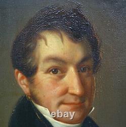 Portrait Of Man Epoque Louis XVIII Oil On Tôle Du Xixème Siècle