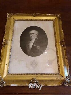 Portrait Of The Duke Decazes Of Glücksbierg, Golden Stucco Frame, Epoque XIX Eme. Rare