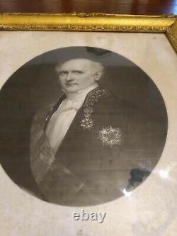 Portrait Of The Duke Decazes Of Glücksbierg, Golden Stucco Frame, Epoque XIX Eme. Rare