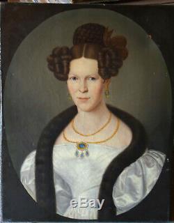 Portrait Of Woman Charles X Hst Period German School Of The Nineteenth Century