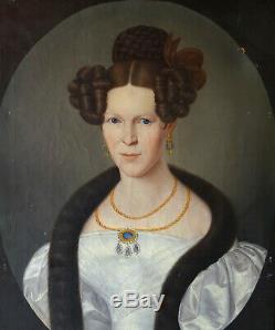 Portrait Of Woman Charles X Hst Period German School Of The Nineteenth Century