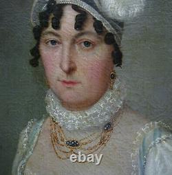 Portrait Of Woman Ecole Française D'epoque Ist Empire Pst At The Beginning Of The 19th Century