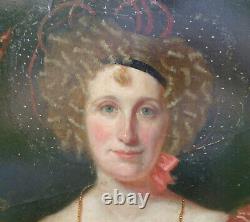 Portrait Of Woman Epoque Charles X 19th Century English School Oil/panel