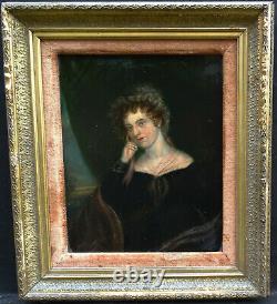 Portrait Of Woman Epoque Charles X Oil On Panel Of The Early Nineteenth Century