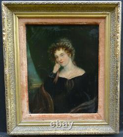 Portrait Of Woman Epoque Charles X Oil On Panel Of The Early Nineteenth Century