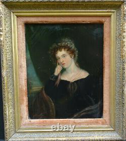 Portrait Of Woman Epoque Charles X Oil On Panel Of The Early Nineteenth Century