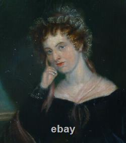 Portrait Of Woman Epoque Charles X Oil On Panel Of The Early Nineteenth Century