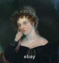 Portrait Of Woman Epoque Charles X Oil On Panel Of The Early Nineteenth Century