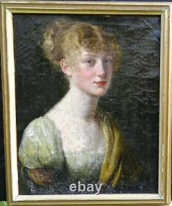Portrait Of Woman Epoque I Empire French School Early Xixth Oil On Canvas