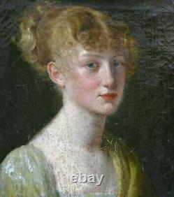 Portrait Of Woman Epoque I Empire French School Early Xixth Oil On Canvas