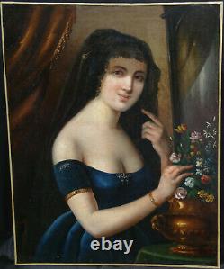 Portrait Of Woman Epoque Second Empire French School Xixth Century Pst