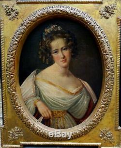 Portrait Of Woman French Romantic School Hst Nineteenth Century Charles X Era