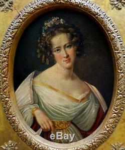 Portrait Of Woman French Romantic School Hst Nineteenth Century Charles X Era